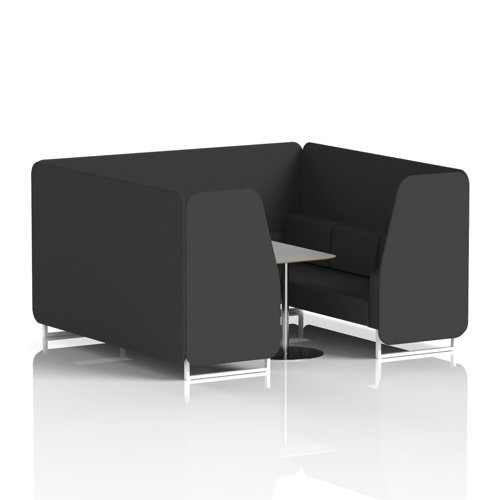 Brixworth 6 Seater Booth With White Legs And Grey Table With Silver Leg In Synergy Fabric - Mix Panels And Sofa