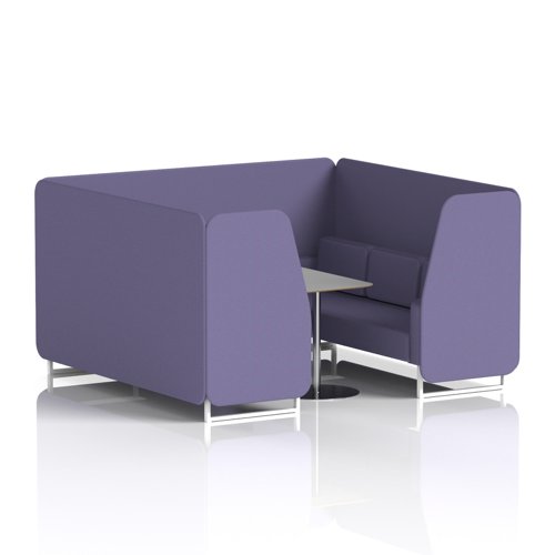 Brixworth 6 Seater Booth With White Legs And Grey Table With Silver Leg In Synergy Fabric - Order Panels And Sofa
