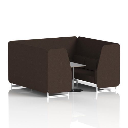 Brixworth 6 Seater Booth With White Legs And Grey Table With Silver Leg In Synergy Fabric - Wed Panels And Sofa
