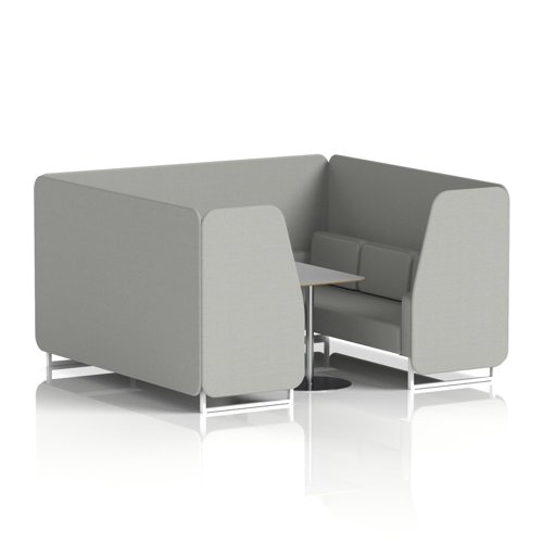 Brixworth 6 Seater Booth With White Legs And Grey Table With Silver Leg In Sumi Fabric - Tokyo Panels And Sofa