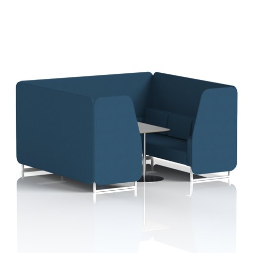 Brixworth 6 Seater Booth With White Legs And Grey Table With Silver Leg In Sumi Fabric - Uto Panels And Sofa