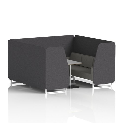 Brixworth 6 Seater Booth With White Legs And Grey Table With Silver Leg In X2 Fabric - Arithmetic Panels And Number Sofa