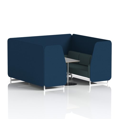 Brixworth 6 Seater Booth With White Legs And Grey Table With Silver Leg In X2 Fabric - Calculus Panels And Polygon Sofa