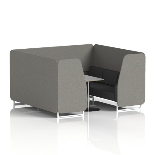 Brixworth 6 Seater Booth With White Legs And Grey Table With Silver Leg In X2 Fabric - Number Panels And Arithmetic Sofa