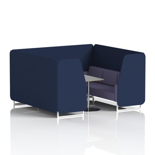 Brixworth 6 Seater Booth With White Legs And Grey Table With Silver Leg In Synergy Fabric - Alike Panels And Order Sofa