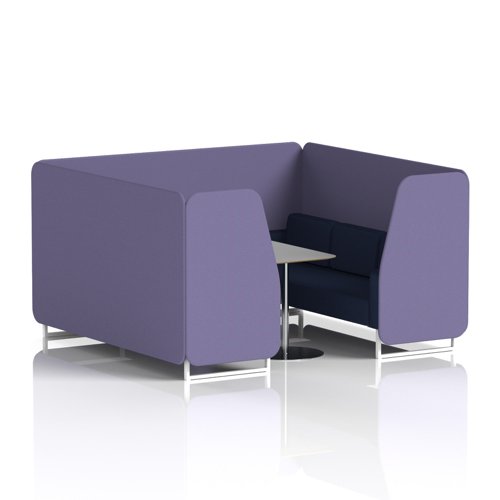 Brixworth 6 Seater Booth With White Legs And Grey Table With Silver Leg In Synergy Fabric - Order Panels And Alike Sofa