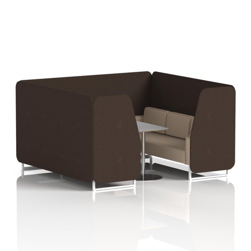Brixworth 6 Seater Booth With White Legs And Grey Table With Silver Leg In Synergy Fabric - Wed Panels And Affix Sofa