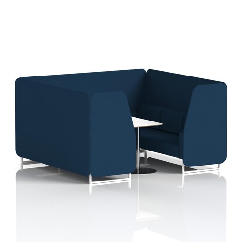 Brixworth 6 Seater Booth With White Legs And White Table With Silver Leg In X2 Fabric - Calculus Panels And Sofa