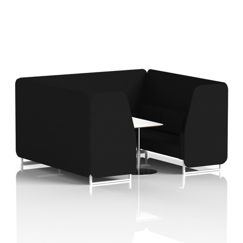 Brixworth 6 Seater Booth With White Legs And White Table With Silver Leg In X2 Fabric - Diameter Panels And Sofa