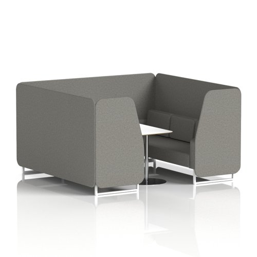 Brixworth 6 Seater Booth With White Legs And White Table With Silver Leg In X2 Fabric - Number Panels And Sofa