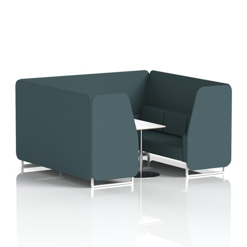 Brixworth 6 Seater Booth With White Legs And White Table With Silver Leg In X2 Fabric - Polygon Panels And Sofa