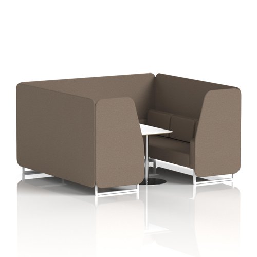 Brixworth 6 Seater Booth With White Legs And White Table With Silver Leg In X2 Fabric - Theory Panels And Sofa