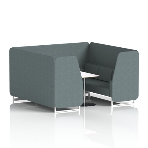 Brixworth 6 Seater Booth With White Legs And White Table With Silver Leg In Main Line Flax Fabric - Westminster Panels And Sofa