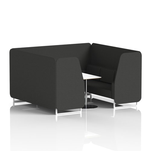 Brixworth 6 Seater Booth With White Legs And White Table With Silver Leg In Synergy Fabric - Mix Panels And Sofa
