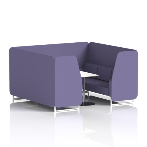 Brixworth 6 Seater Booth With White Legs And White Table With Silver Leg In Synergy Fabric - Order Panels And Sofa