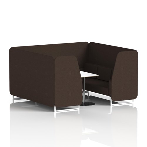 Brixworth 6 Seater Booth With White Legs And White Table With Silver Leg In Synergy Fabric - Wed Panels And Sofa