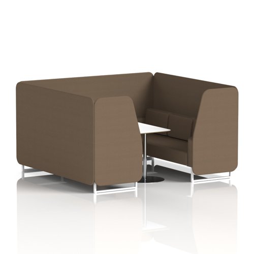 Brixworth 6 Seater Booth With White Legs And White Table With Silver Leg In Sumi Fabric - Osaka Panels And Sofa
