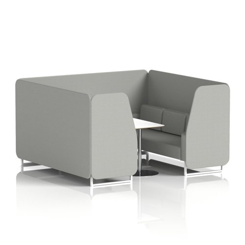 Brixworth 6 Seater Booth With White Legs And White Table With Silver Leg In Sumi Fabric - Tokyo Panels And Sofa