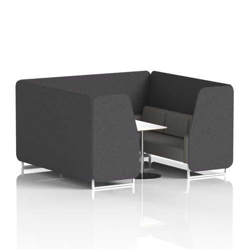 Brixworth 6 Seater Booth With White Legs And White Table With Silver Leg In X2 Fabric - Arithmetic Panels And Number Sofa