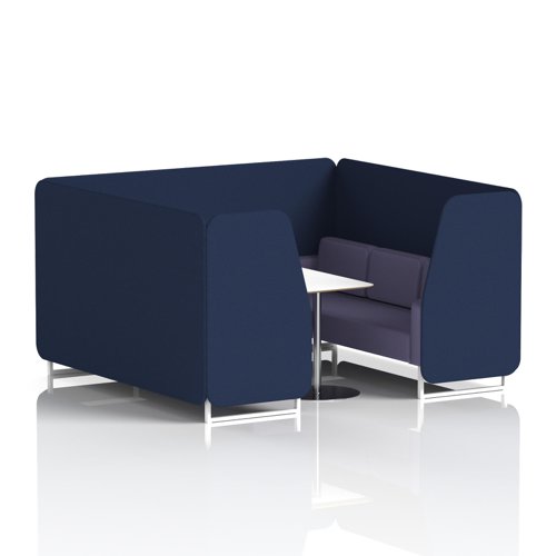 Brixworth 6 Seater Booth With White Legs And White Table With Silver Leg In Synergy Fabric - Alike Panels And Order Sofa