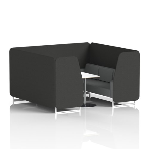 Brixworth 6 Seater Booth With White Legs And White Table With Silver Leg In Synergy Fabric - Mix Panels And Partner Sofa