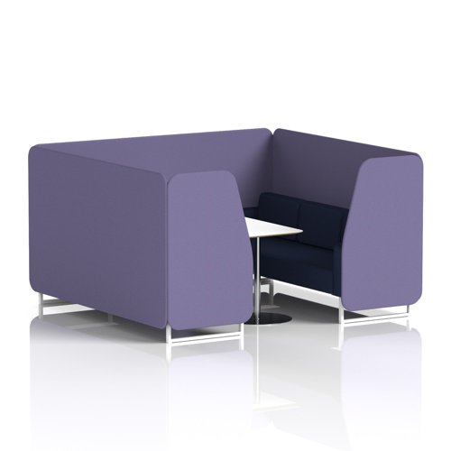 Brixworth 6 Seater Booth With White Legs And White Table With Silver Leg In Synergy Fabric - Order Panels And Alike Sofa