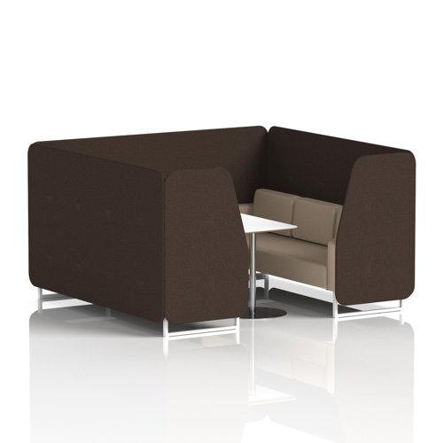 Brixworth 6 Seater Booth With White Legs And White Table With Silver Leg In Synergy Fabric - Wed Panels And Affix Sofa