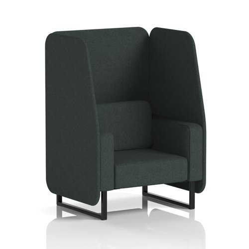Brixworth 1 Seater Open Booth With Black Legs In Rivet Fabric - Charcoal Panels And Sofa
