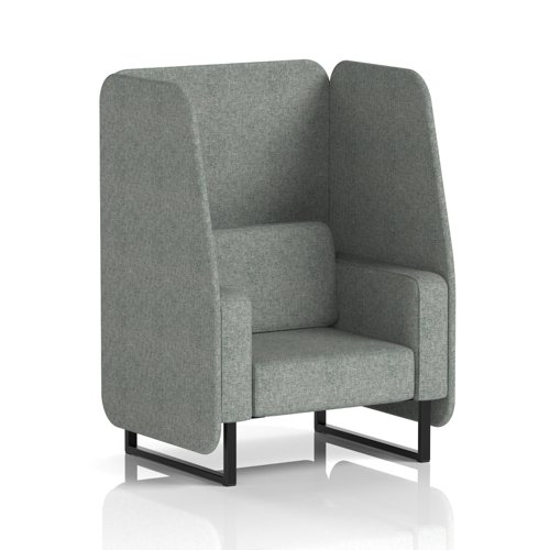 Brixworth 1 Seater Open Booth With Black Legs In Rivet Fabric - Prime Panels And Sofa