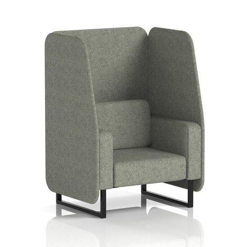 Brixworth 1 Seater Open Booth With Black Legs In Rivet Fabric - Vitreous Panels And Sofa