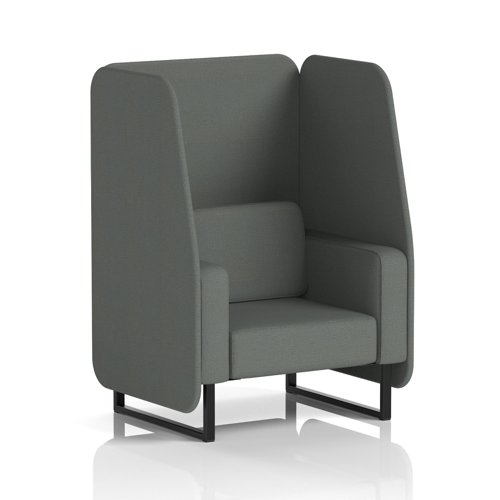 Brixworth 1 Seater Open Booth With Black Legs In Sumi Fabric - Kobe Panels And Sofa