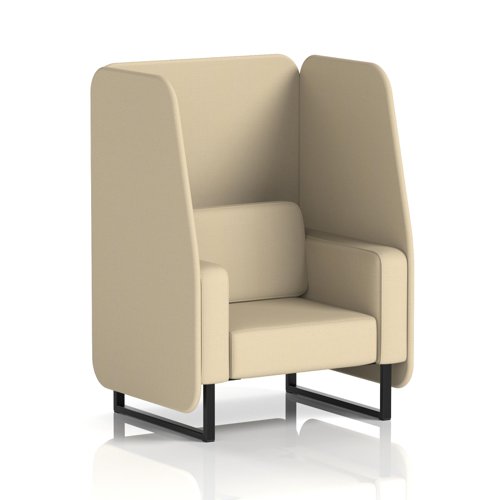 Brixworth 1 Seater Open Booth With Black Legs In Sumi Fabric - Zen Panels And Sofa