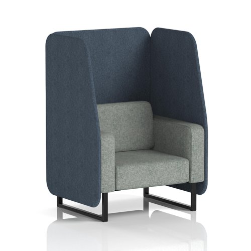 Brixworth 1 Seater Open Booth With Black Legs In Rivet Fabric - Crucible Panels And Prime Sofa