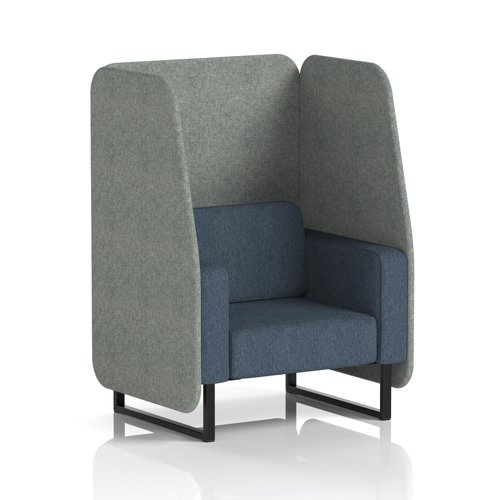 Brixworth 1 Seater Open Booth With Black Legs In Rivet Fabric - Prime Panels And Crucible Sofa