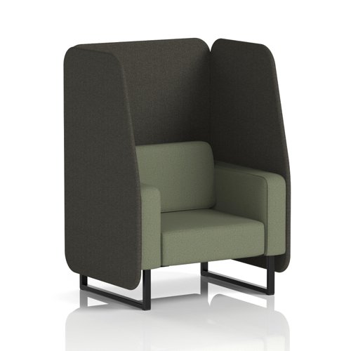 Brixworth 1 Seater Open Booth With Black Legs In Main Line Flax Fabric - Temple Panels And Monument Sofa