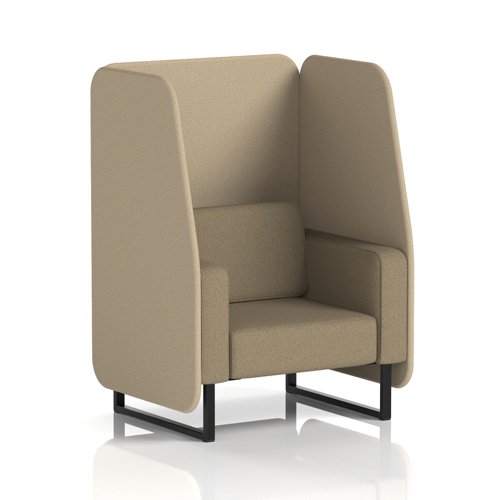 Brixworth 1 Seater Open Booth With Black Legs In Main Line Flax Fabric - Upminster Panels And Bank Sofa