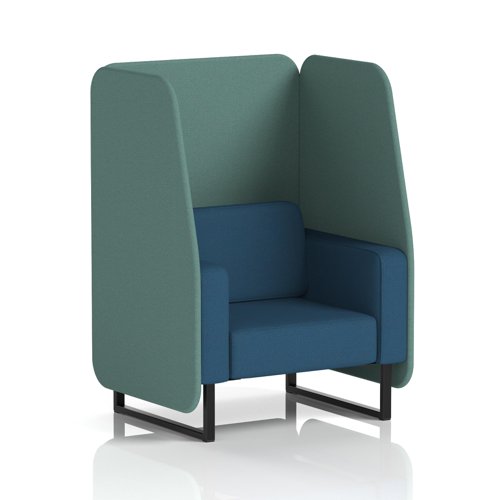 Brixworth 1 Seater Open Booth With Black Legs In Sumi Fabric - Handa Panels And Uto Sofa