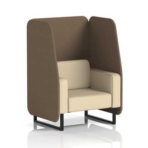 Brixworth 1 Seater Open Booth With Black Legs In Sumi Fabric - Osaka Panels And Zen Sofa