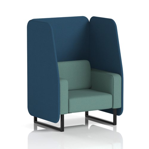 Brixworth 1 Seater Open Booth With Black Legs In Sumi Fabric - Uto Panels And Handa Sofa
