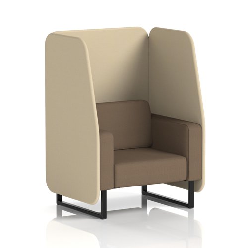 Brixworth 1 Seater Open Booth With Black Legs In Sumi Fabric - Zen Panels And Osaka Sofa