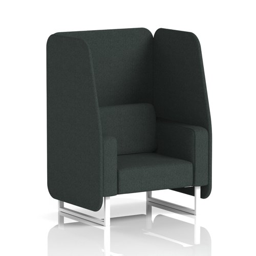 Brixworth 1 Seater Open Booth With White Legs In Rivet Fabric - Charcoal Panels And Sofa