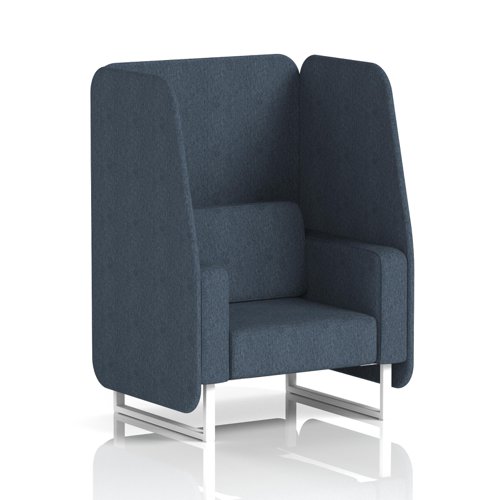 Brixworth 1 Seater Open Booth With White Legs In Rivet Fabric - Crucible Panels And Sofa