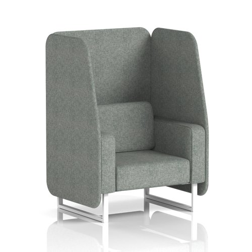 Brixworth 1 Seater Open Booth With White Legs In Rivet Fabric - Prime Panels And Sofa