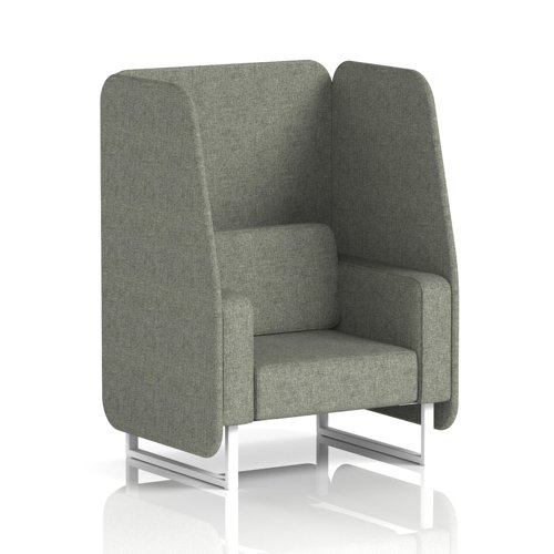 Brixworth 1 Seater Open Booth With White Legs In Rivet Fabric - Vitreous Panels And Sofa