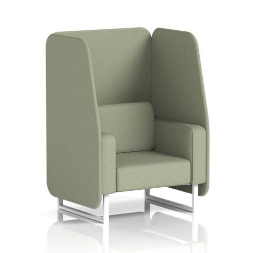 Brixworth 1 Seater Open Booth With White Legs In Main Line Flax Fabric - Newbury Panels And Sofa