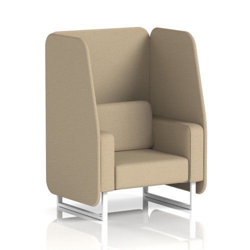 Brixworth 1 Seater Open Booth With White Legs In Main Line Flax Fabric - Upminster Panels And Sofa