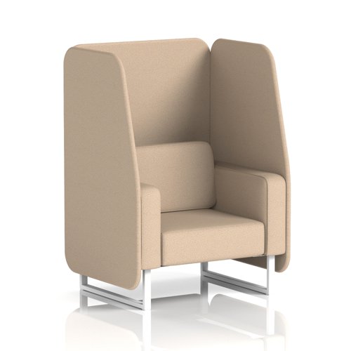 Brixworth 1 Seater Open Booth With White Legs In Synergy Fabric - Affix Panels And Sofa