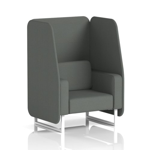 Brixworth 1 Seater Open Booth With White Legs In Sumi Fabric - Kobe Panels And Sofa