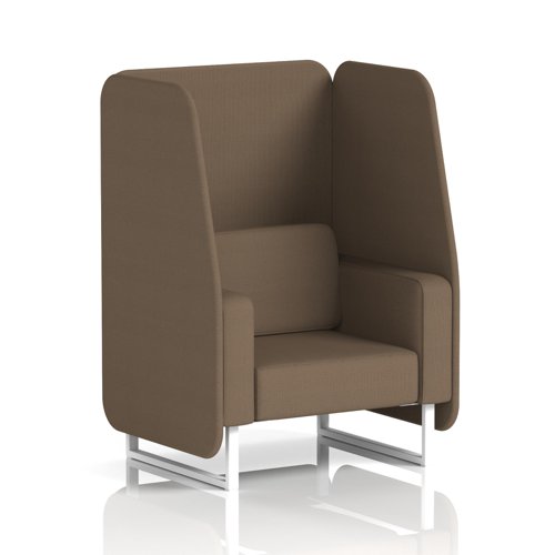 Brixworth 1 Seater Open Booth With White Legs In Sumi Fabric - Osaka Panels And Sofa