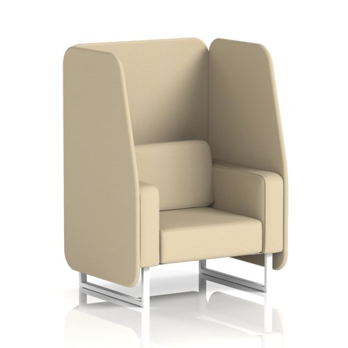 Brixworth 1 Seater Open Booth With White Legs In Sumi Fabric - Zen Panels And Sofa